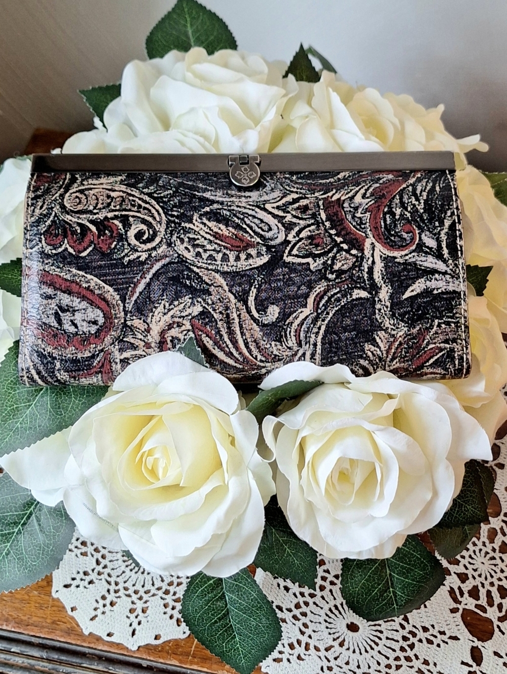 Patricia Nash Ferrara Frame, Floral-Paisley  Italian Leather Wallet
